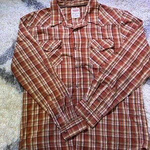 Levi's Orange and Brown Plaid Shirt